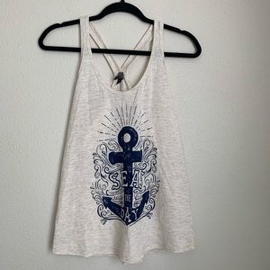 Seas the day graphic tank top y-back anchor